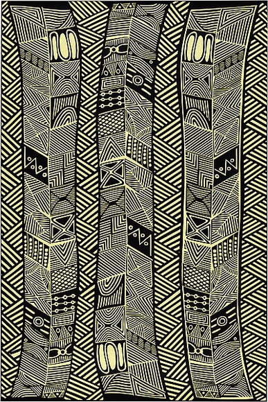Artist: b'REDBACK GRAPHIX' | Title: b'Wrapping paper: Pumpuni' | Date: 1986 | Technique: b'screenprint, printed in colour, from three stencils' Artist: b'REDBACK GRAPHIX' | Title: b'Wrapping paper: Pumpuni' | Date: 1986 | Technique: b'screenprint, printed in colour, from three stencils'