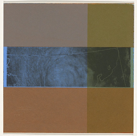 Artist: b'Bovell, Penny.' | Title: b'Project 7: sky/sign #5.' | Date: 2000 | Technique: b'screenprint, printed in colour using photopoymer inks, from photo-stencil and hand-cut stencils' Artist: b'Bovell, Penny.' | Title: b'Project 7: sky/sign #5.' | Date: 2000 | Technique: b'screenprint, printed in colour using photopoymer inks, from photo-stencil and hand-cut stencils'
