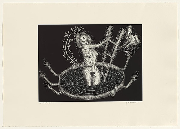 Artist: b'LETHBRIDGE, John' | Title: b'Ring cycle II' | Date: 1988 | Technique: b'etching and aquatint, printed in black ink, from one plate' Artist: b'LETHBRIDGE, John' | Title: b'Ring cycle II' | Date: 1988 | Technique: b'etching and aquatint, printed in black ink, from one plate'