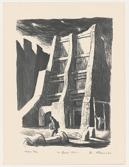 Artist: b'AMOR, Rick' | Title: b'In Barri Gottic' | Date: 1991-92, November - January | Technique: b'lithograph, printed in black ink, from one plate' | Copyright: b'Image reproduced courtesy the artist and Niagara Galleries, Melbourne' Artist: b'AMOR, Rick' | Title: b'In Barri Gottic' | Date: 1991-92, November - January | Technique: b'lithograph, printed in black ink, from one plate' | Copyright: b'Image reproduced courtesy the artist and Niagara Galleries, Melbourne'