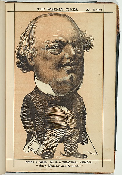 Title: Theatrical manager [The Hon. G. Coppin]. | Date: 3 January 1874 | Technique: lithograph, printed in colour, from multiple stones