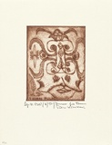 Artist: Kutakari, Thomas Pulao. | Title: Kopfschmuck für die Leute von Lae [Headdress for the people of Lae] | Date: 1972 | Technique: etching, printed in brown ink, from one plate