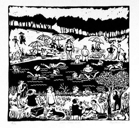 Artist: b'Allen, Joyce.' | Title: b'Odd man out.' | Date: 1986 | Technique: b'linocut, printed in black ink, from one block'