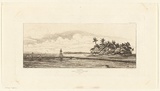 Artist: b'Meryon, Charles.' | Title: b'Oceanie: Ilots \xc3\xa0 Uvea (Wallis): P\xc3\xaache aux palmes 1845 (Oceania: Islets at Ouvea (Wallis), Fishing with palm trees)' | Date: 1863 | Technique: b'etching, printed in warm black ink, from one plate'