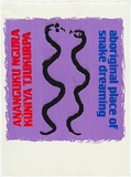 Artist: WORSTEAD, Paul | Title: Aboriginal place of snake dreaming - ANANGUKU NGURA KUNIYA TJUKURPA | Date: 1983 | Technique: screenprint, printed in colour, from four stencils | Copyright: This work appears on screen courtesy of the artist