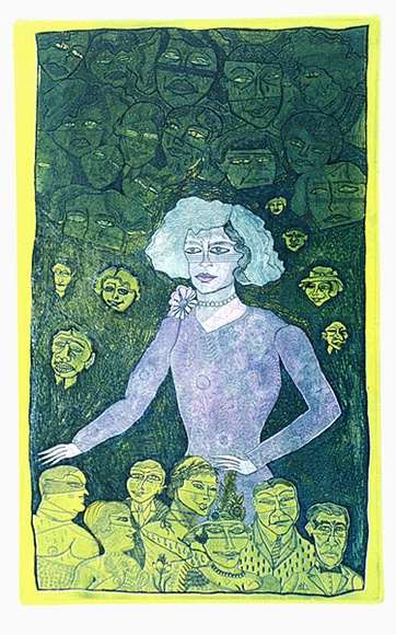 Artist: b'HANRAHAN, Barbara' | Title: b'The actress' | Date: 1979 | Technique: b'etching, printed in colour from one plate'