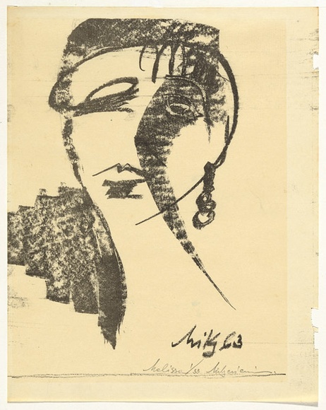 Artist: b'Miksevicius, Jurgis.' | Title: b'Melissa' | Date: 1963 | Technique: b'lithograph, printed in black ink, from one plate' Artist: b'Miksevicius, Jurgis.' | Title: b'Melissa' | Date: 1963 | Technique: b'lithograph, printed in black ink, from one plate'