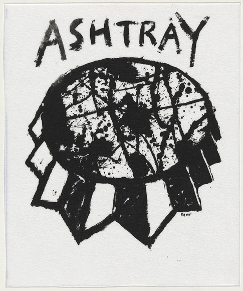 Artist: b'WORSTEAD, Paul' | Title: b'Ashtray' | Date: 1990 | Technique: b'screenprint, printed in black ink, from one stencil' | Copyright: b'This work appears on screen courtesy of the artist' Artist: b'WORSTEAD, Paul' | Title: b'Ashtray' | Date: 1990 | Technique: b'screenprint, printed in black ink, from one stencil' | Copyright: b'This work appears on screen courtesy of the artist'
