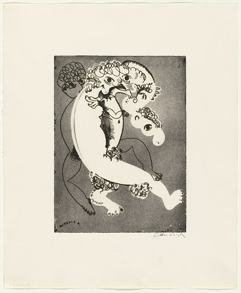 Artist: b'BOYD, Arthur' | Title: b'White figure over dark' | Date: 1985, May | Technique: b'etching, printed in black ink, from one plate' | Copyright: b'Reproduced with permission of Bundanon Trust' Artist: b'BOYD, Arthur' | Title: b'White figure over dark' | Date: 1985, May | Technique: b'etching, printed in black ink, from one plate' | Copyright: b'Reproduced with permission of Bundanon Trust'