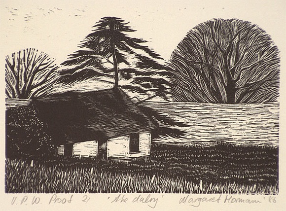 Artist: b'Hormann, Margaret.' | Title: b'The dairy' | Date: 1986 | Technique: b'wood engraving, printed in black ink, from one block' Artist: b'Hormann, Margaret.' | Title: b'The dairy' | Date: 1986 | Technique: b'wood engraving, printed in black ink, from one block'