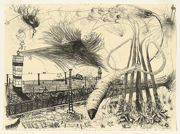 Artist: b'Hobba, Leigh.' | Title: b'This is not Hollywood.' | Date: 1990 | Technique: b'lithograph, printed in black ink, from one stone [or plate]'