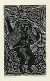 Artist: HANRAHAN, Barbara | Title: Cat lady | Date: 1977 | Technique: wood-engraving, printed in black ink, from one block