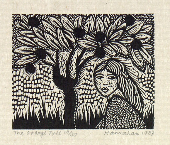 Artist: b'HANRAHAN, Barbara' | Title: b'The orange tree' | Date: 1983 | Technique: b'wood-engraving, printed in black ink, from one block' Artist: b'HANRAHAN, Barbara' | Title: b'The orange tree' | Date: 1983 | Technique: b'wood-engraving, printed in black ink, from one block'