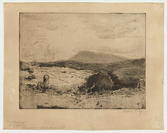 Artist: b'Long, Sydney.' | Title: b'Moel Siabod, North Wales' | Date: c.1920 | Technique: b'softground-etching, printed in black ink with plate-tone, from one plate' | Copyright: b'Reproduced with the kind permission of the Ophthalmic Research Institute of Australia' Artist: b'Long, Sydney.' | Title: b'Moel Siabod, North Wales' | Date: c.1920 | Technique: b'softground-etching, printed in black ink with plate-tone, from one plate' | Copyright: b'Reproduced with the kind permission of the Ophthalmic Research Institute of Australia'