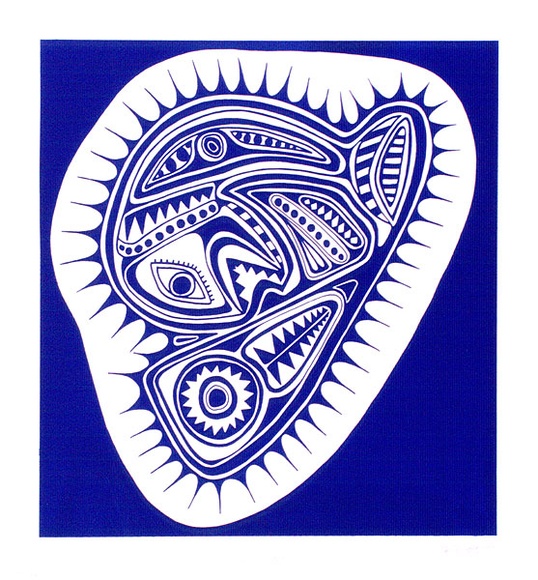 Artist: b'Lasisi, David.' | Title: b'The shark' | Date: 1976 | Technique: b'screenprint, printed in mauve ink, from one stencil' Artist: b'Lasisi, David.' | Title: b'The shark' | Date: 1976 | Technique: b'screenprint, printed in mauve ink, from one stencil'