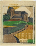 Artist: Black, Dorrit. | Title: Old church, Veere. | Date: c.1933 | Technique: linocut, printed in colour, from six blocks