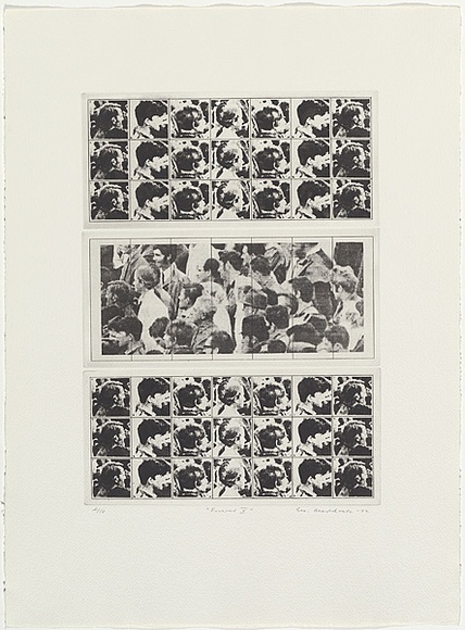Artist: b'MADDOCK, Bea' | Title: b'Funeral V' | Date: 1971, September | Technique: b'photo-etching and aquatint, printed in black ink, from three plates' Artist: b'MADDOCK, Bea' | Title: b'Funeral V' | Date: 1971, September | Technique: b'photo-etching and aquatint, printed in black ink, from three plates'