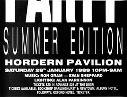 Artist: VARIOUS | Title: Black party, Summer edition, Hordern Pavilion [large version, bottom] | Date: 1989 | Technique: screenprint, printed in black ink, from one stencil