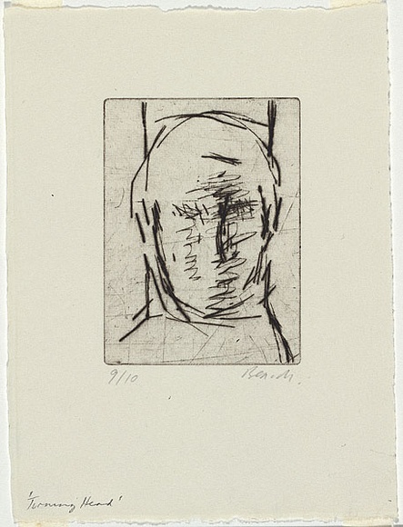 Artist: b'MADDOCK, Bea' | Title: b'Turning head' | Date: 25 August 1964 | Technique: b'drypoint, printed in black ink, from one copper plate' Artist: b'MADDOCK, Bea' | Title: b'Turning head' | Date: 25 August 1964 | Technique: b'drypoint, printed in black ink, from one copper plate'