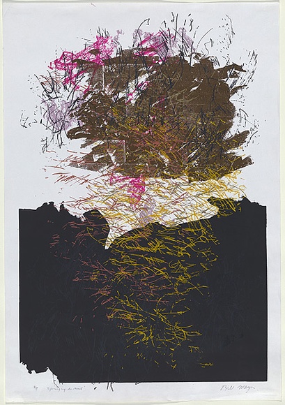 Artist: b'MEYER, Bill' | Title: b'Springing to mind' | Date: 1981 | Technique: b'screenprint, printed in eight colours, from multiple screens (screen blockout and charcoal and acetate for photo-indirect)' | Copyright: b'\xc2\xa9 Bill Meyer' Artist: b'MEYER, Bill' | Title: b'Springing to mind' | Date: 1981 | Technique: b'screenprint, printed in eight colours, from multiple screens (screen blockout and charcoal and acetate for photo-indirect)' | Copyright: b'\xc2\xa9 Bill Meyer'