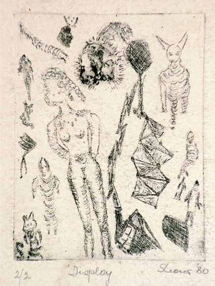 Artist: b'Shearer, Mitzi.' | Title: b'Display' | Date: 1980 | Technique: b'etching, drypoint printed in black ink with plate-tone, from one  plate'
