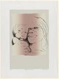 Artist: Harbeck, Ron. | Title: Outback mother and child. | Date: 1987 | Technique: screenprint, printed in colour, from two stencils with blends