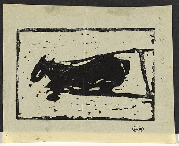 Artist: b'WILLIAMS, Fred' | Title: b'Carthorse, Chelsea' | Date: c.1954 | Technique: b'linocut, printed in black ink, from one block' | Copyright: b'\xc2\xa9 Fred Williams Estate' Artist: b'WILLIAMS, Fred' | Title: b'Carthorse, Chelsea' | Date: c.1954 | Technique: b'linocut, printed in black ink, from one block' | Copyright: b'\xc2\xa9 Fred Williams Estate'