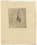 Artist: b'Long, Sydney.' | Title: b'Fishing boat' | Date: 1928, before | Technique: b'line-etching, scratched plate printed in black ink, from one plate' | Copyright: b'Reproduced with the kind permission of the Ophthalmic Research Institute of Australia'