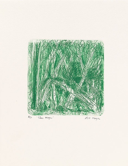 Artist: b'MEYER, Bill' | Title: b'Chai magen' | Date: 1992 | Technique: b'etching, printed in veridian ink, from one plate; a la poup\xc3\xa9e' | Copyright: b'\xc2\xa9 Bill Meyer' Artist: b'MEYER, Bill' | Title: b'Chai magen' | Date: 1992 | Technique: b'etching, printed in veridian ink, from one plate; a la poup\xc3\xa9e' | Copyright: b'\xc2\xa9 Bill Meyer'
