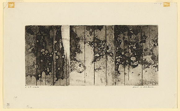 Artist: b'WILLIAMS, Fred' | Title: b'Landscape triptych. Number 1' | Date: 1962 | Technique: b'aquatint, engraving and foul biting' | Copyright: b'\xc2\xa9 Fred Williams Estate' Artist: b'WILLIAMS, Fred' | Title: b'Landscape triptych. Number 1' | Date: 1962 | Technique: b'aquatint, engraving and foul biting' | Copyright: b'\xc2\xa9 Fred Williams Estate'