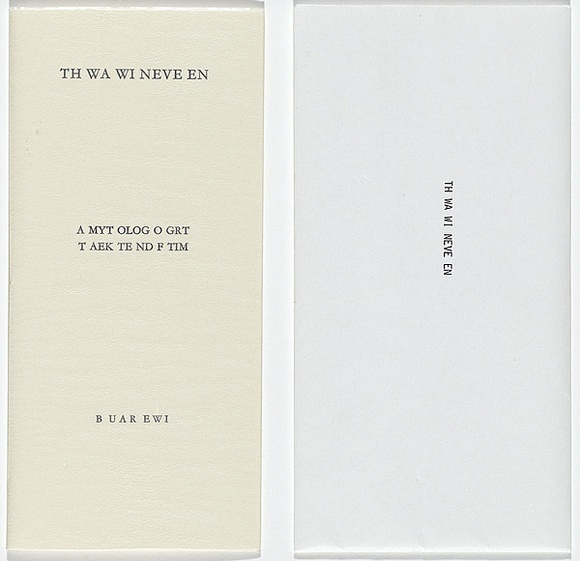 Artist: b'Lewis, Ruark.' | Title: b'Th Wa Wi Neve EN' | Date: 1991 | Technique: b'letterpress, printed in black'