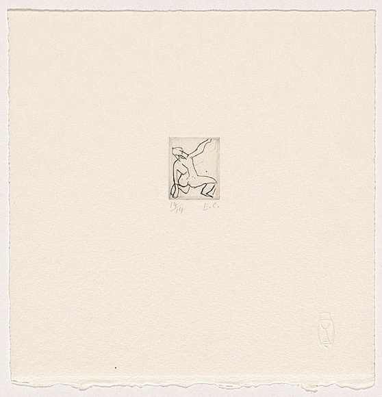 Artist: b'Cummings, Elizabeth.' | Title: b'Kneeling nude from back' | Date: 2005 | Technique: b'etching, printed in black ink, from one plate'
