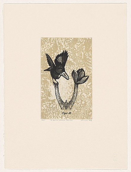 Artist: b'Milojevic, Milan.' | Title: b'A question of balance (Figur 58).' | Date: 2007 | Technique: b'relief-etching and aquatint, printed in colour, from two plates' Artist: b'Milojevic, Milan.' | Title: b'A question of balance (Figur 58).' | Date: 2007 | Technique: b'relief-etching and aquatint, printed in colour, from two plates'