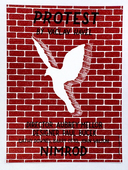 Artist: b'Stejskal, Josef Lada.' | Title: b'Protest by Vaclav Havel ... Nimrod' | Date: 1981 | Technique: b'offset-lithograph, printed in colour' Artist: b'Stejskal, Josef Lada.' | Title: b'Protest by Vaclav Havel ... Nimrod' | Date: 1981 | Technique: b'offset-lithograph, printed in colour'