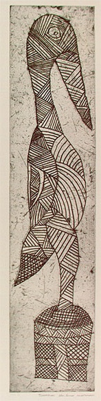 Artist: b'Farmer, Glen.' | Title: b'Tokampinni' | Date: 1995, November | Technique: b'etching, printed in red and brown ink, from two plates' Artist: b'Farmer, Glen.' | Title: b'Tokampinni' | Date: 1995, November | Technique: b'etching, printed in red and brown ink, from two plates'