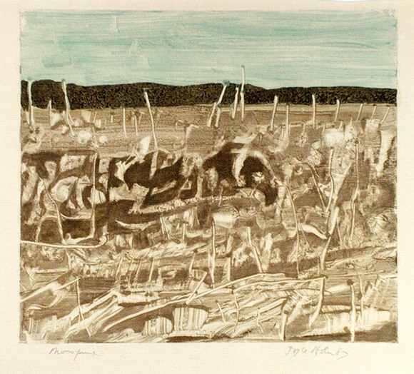 Artist: b'Allen, Joyce.' | Title: b'(Landscape with trees).' | Date: 1987 | Technique: b'monotype, printed in colour from one plate' Artist: b'Allen, Joyce.' | Title: b'(Landscape with trees).' | Date: 1987 | Technique: b'monotype, printed in colour from one plate'