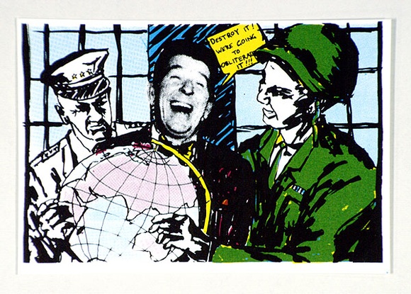 Title: bPostcard: Destroy it! we're going to obliterate it. | Date: 1984 | Technique: b'screenprint, printed in colour, from multiple stencils' Title: bPostcard: Destroy it! we're going to obliterate it. | Date: 1984 | Technique: b'screenprint, printed in colour, from multiple stencils'