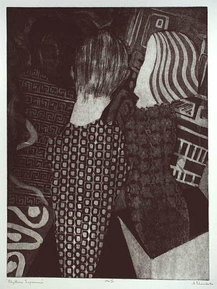 Artist: b'Edwards, Annette.' | Title: b'Rhythmic impressions' | Date: 1984 | Technique: b'softground etching and aquatint, printed in black ink, from one plate' Artist: b'Edwards, Annette.' | Title: b'Rhythmic impressions' | Date: 1984 | Technique: b'softground etching and aquatint, printed in black ink, from one plate'