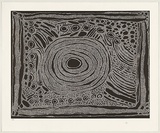 Title: Untitled waterholes (black dots) | Date: November 2009 | Technique: relief print, printed in black ink, from one lino block and two medium density fibre (MDF) boards