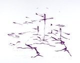 Artist: b'COLEING, Tony' | Title: bDrawing for 'to do with blue' sculpture. | Date: 1975 | Technique: b'screenprint, printed in pink ink, from one stencil'