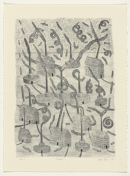 Artist: b'Bowen, Dean.' | Title: b'Industry' | Date: 1988 | Technique: b'lithograph, printed in black ink, from one stone' Artist: b'Bowen, Dean.' | Title: b'Industry' | Date: 1988 | Technique: b'lithograph, printed in black ink, from one stone'