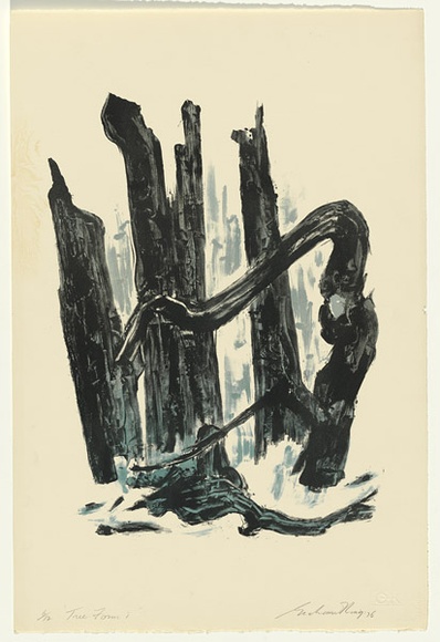 Artist: b'King, Grahame.' | Title: b'Tree form I' | Date: 1976 | Technique: b'lithograph, printed in colour, from two stones [or plates]'