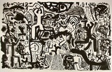 Artist: Fransella, Graham. | Title: not titled [abstract design with figures] | Date: 1986 | Technique: lithograph printed in black ink, from one stone | Copyright: Courtesy of the artist