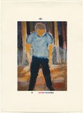 Artist: MADDOCK, Bea | Title: Not titled [man standing front on]. | Date: 1989 | Technique: screenprint, printed in colour, from multiple stencils; four colour process