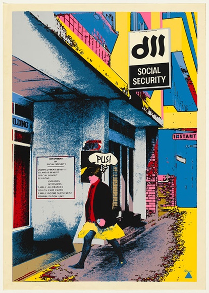 Artist: b'Robertson, Toni.' | Title: b'Department of Social Security' | Date: c.1975 | Technique: b'screenprint, printed in colour, from multiple stencils' | Copyright: b'\xc2\xa9 Toni Robertson' Artist: b'Robertson, Toni.' | Title: b'Department of Social Security' | Date: c.1975 | Technique: b'screenprint, printed in colour, from multiple stencils' | Copyright: b'\xc2\xa9 Toni Robertson'