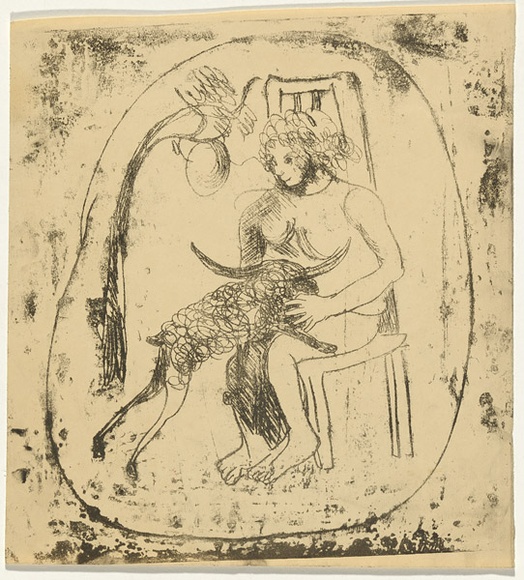Artist: b'BOYD, Arthur' | Title: b'(Seated figure and ram).' | Date: 1960-70 | Copyright: b'Reproduced with permission of Bundanon Trust' Artist: b'BOYD, Arthur' | Title: b'(Seated figure and ram).' | Date: 1960-70 | Copyright: b'Reproduced with permission of Bundanon Trust'