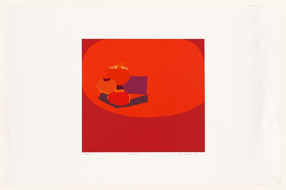 Artist: b'Grey-Smith, Helen.' | Title: b'Persimmons' | Date: 1976 | Technique: b'screenprint, printed in colour, from multiple stencils' Artist: b'Grey-Smith, Helen.' | Title: b'Persimmons' | Date: 1976 | Technique: b'screenprint, printed in colour, from multiple stencils'