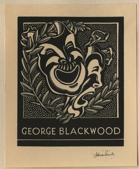 Artist: b'FEINT, Adrian' | Title: b'Bookplate: George Blackwood.' | Date: (1934) | Technique: b'wood-engraving, printed in black ink, from one block' | Copyright: b'Courtesy the Estate of Adrian Feint' Artist: b'FEINT, Adrian' | Title: b'Bookplate: George Blackwood.' | Date: (1934) | Technique: b'wood-engraving, printed in black ink, from one block' | Copyright: b'Courtesy the Estate of Adrian Feint'