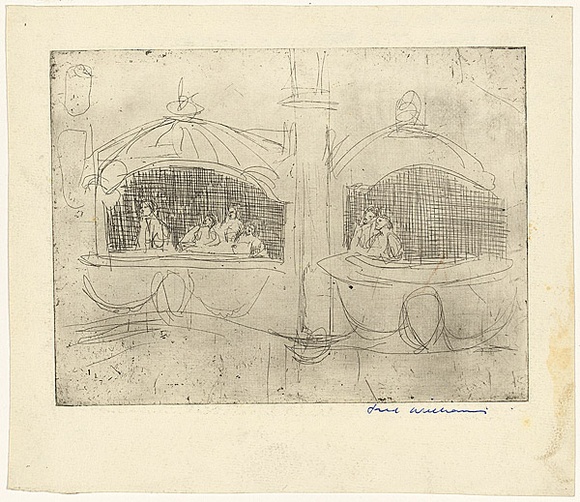 Artist: b'WILLIAMS, Fred' | Title: b'Chelsea Palace' | Date: (1955-56) | Technique: b'etching, printed in black ink with plate-tone, from one plate' | Copyright: b'\xc2\xa9 Fred Williams Estate' Artist: b'WILLIAMS, Fred' | Title: b'Chelsea Palace' | Date: (1955-56) | Technique: b'etching, printed in black ink with plate-tone, from one plate' | Copyright: b'\xc2\xa9 Fred Williams Estate'