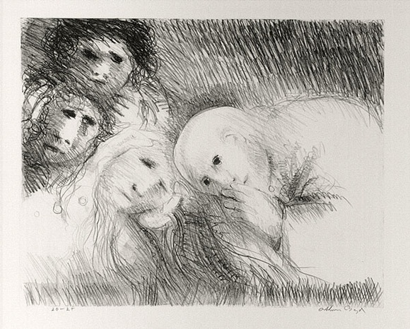 Artist: b'BOYD, Arthur' | Title: b'St Clare showing her shaven head to her family.' | Date: (1965) | Technique: b'lithograph, printed in black ink, from one plate' | Copyright: b'Reproduced with permission of Bundanon Trust' Artist: b'BOYD, Arthur' | Title: b'St Clare showing her shaven head to her family.' | Date: (1965) | Technique: b'lithograph, printed in black ink, from one plate' | Copyright: b'Reproduced with permission of Bundanon Trust'